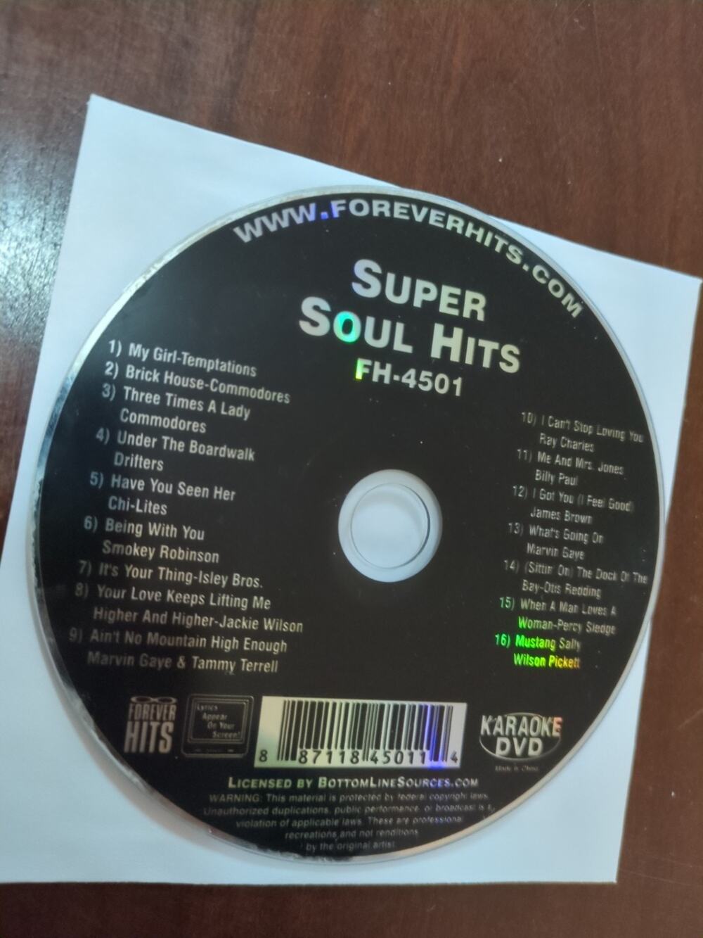 Super Soul Hits Karaoke cd disc only